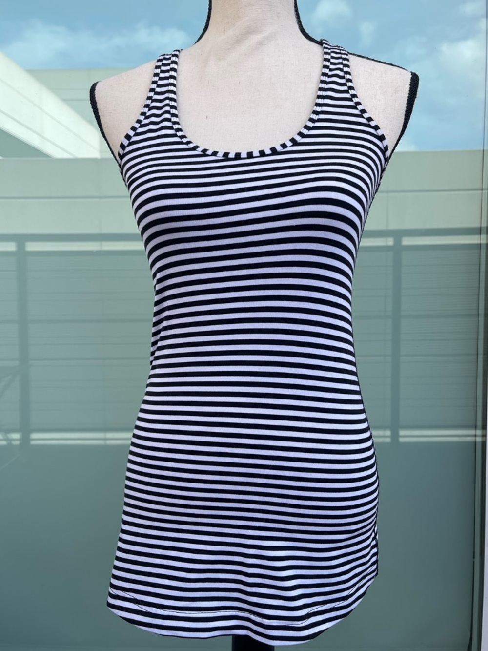 Lululemon Cool Racerback Tank Narrow Bold Stripe Black Angel Wing White/ Black 4